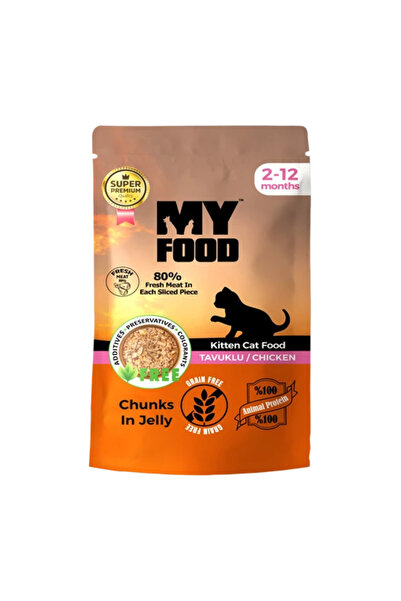 My Food Мокра храна за млади котки, с парченца пилешко месо в сос, 85 г, без ...