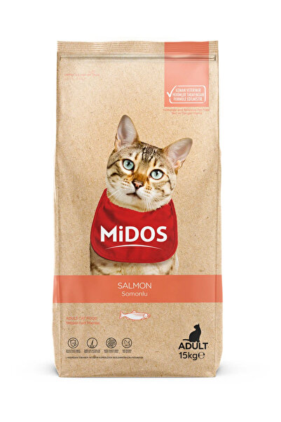MİDOS Суха храна за чувствителни възрастни котки, Midos, Premium, със сьомга ...