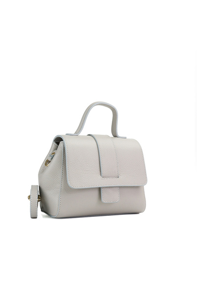 Posete Fagaras Poseta Piele Olivia - Gri - Deschis, Geanta Casual din Piele N...