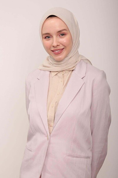 MİRAY Βαμβακερό κασκόλ Miray Plain - Χρώμα οστών