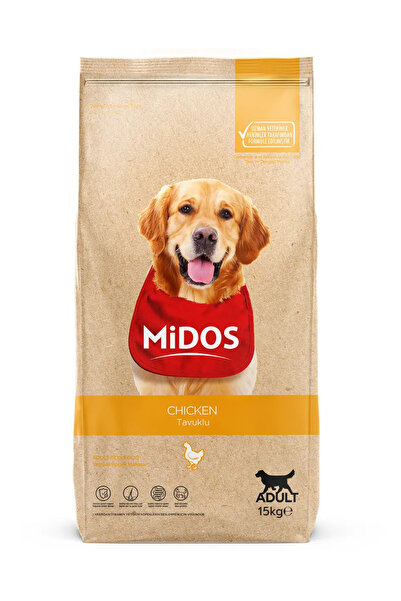 MİDOS Суха храна за кучета, Midos, пилешко и ориз, 15 кг, Premium, качествени...