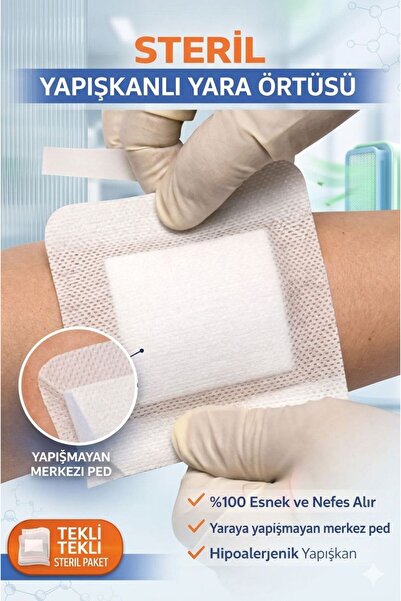 Octacare Esnek Steril Yara Pedi, Nonwoven 5cm x 9cm Pansuman Yara Örtüsü, Steril Tekli Paketlerde 10 Adet