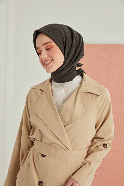 MİRAY Βαμβακερό κασκόλ Miray Plain - Χακί Μαύρο