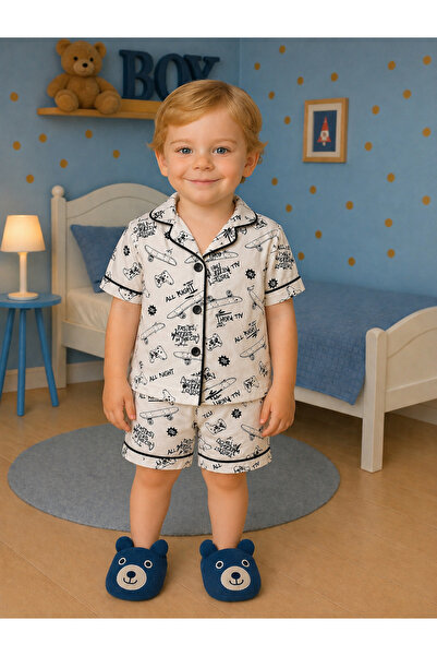 MiniBou Erkek Bebek Çizgili Pamuklu Alt Üst Pijama Takımı