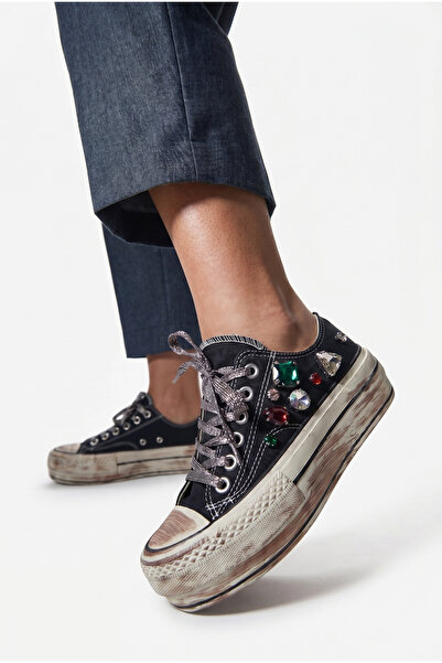 inizio Siyah Taşlı Kadın Sneaker EW1025