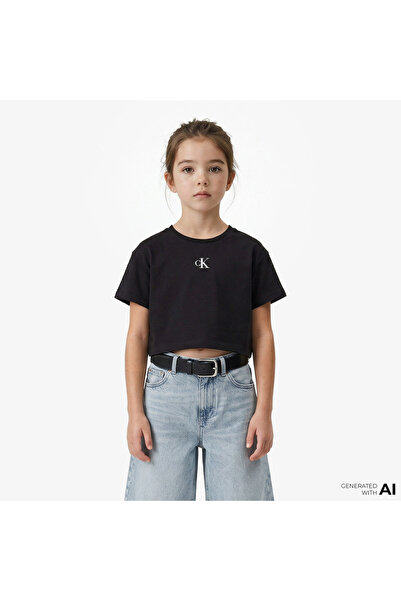 Calvin Klein Logo Boxy Çocuk Siyah T-Shirt
