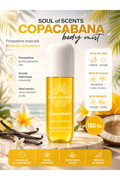 Soul of Scents Σπρέι σώματος Copacabana 180ml – Άρωμα λουλουδιών και λευκών λ...