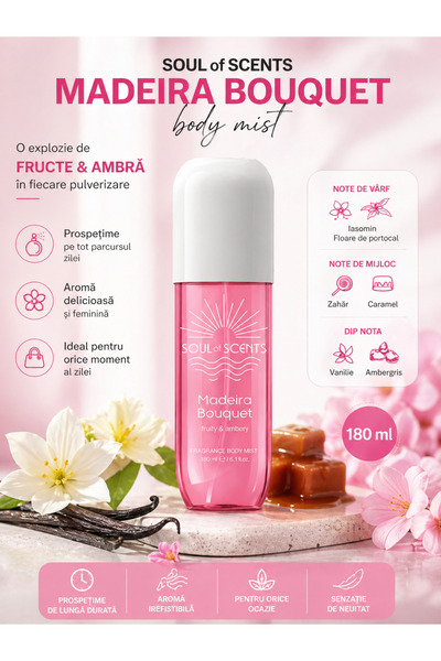 Soul of Scents Σπρέι σώματος Madeira Bouquet 180ml – Σπρέι με άρωμα φρούτων κ...