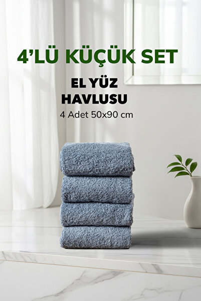 Cotto Home Σετ 4 τεμαχίων Ριγέ Μπλε Χρώμα Μαλακές Βαμβακερές Πετσέτες Χεριών ...