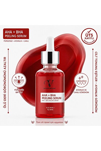 Vitanova %10 AHA + %2 BHA Kırmızı Peeling Serum-Cilt Yenileyici&Gözenek Sıkıl...