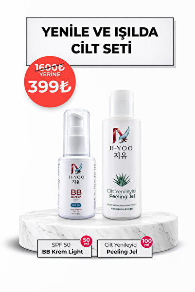 Jİ YOO Yenile ve Işılda Cilt Seti: 3'ü 1 Arada SPF 50 BB Krem Light | Peeling...