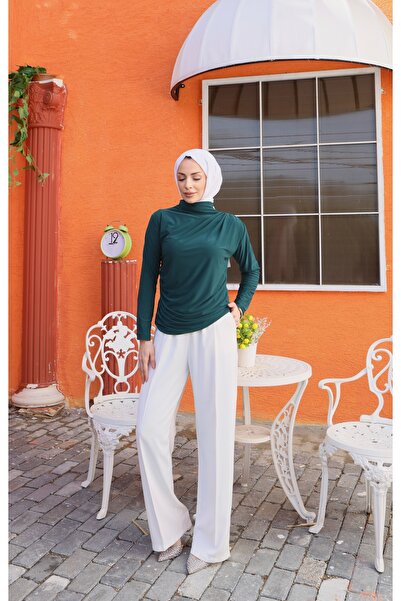 NİSUM MODA بلوزة ساندي بتفاصيل مكشكشة على الكتف والخصر