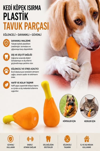 House Bird Kedi Köpek Isırma Oyuncağı Plastik Tavuk Parçası Dayanıklı Çiğneme...