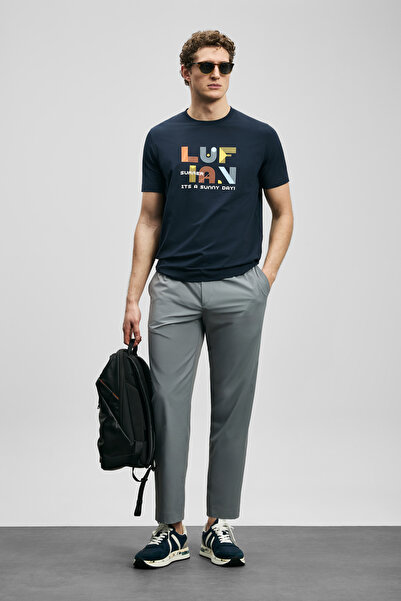 Lufian Ηλιόλουστο Μοντέρνο Γραφικό Μπλουζάκι Ναυτικό Μπλε