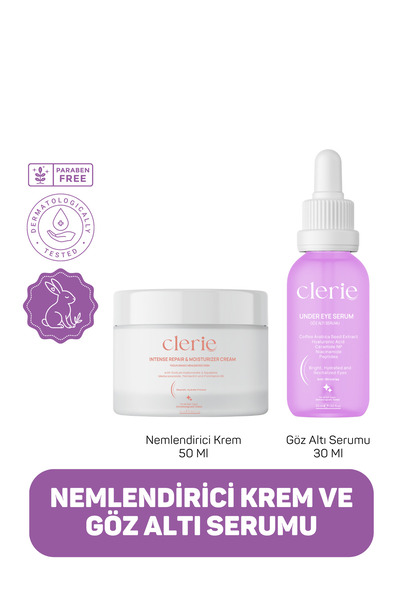Clerie Cosmetics Cilt & Göz Bakım Seti Yoğun Nemlendirici Krem & Göz Serumu, ...
