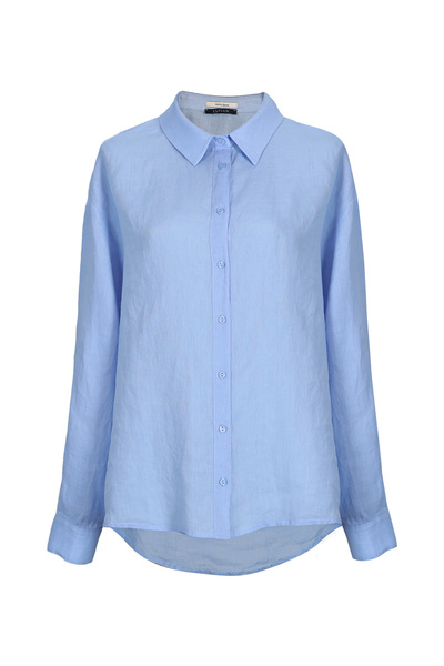 Lufian Μπλε λινό γυναικείο πουκάμισο - Barri