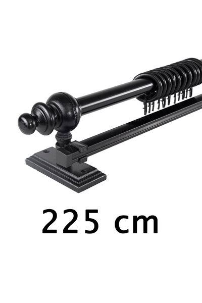 Perdejim Siyah 225 Cm Tek Raylı Ahşap Rustik Perde Askısı - Rustik Borusu
