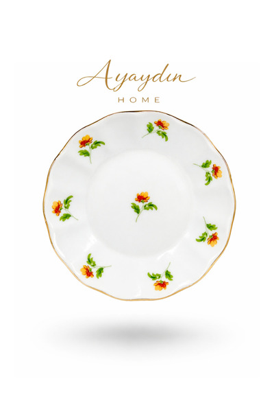 Porland Sarı Çiçekli Çay Tabağı 12'li – AYAYDIN HOME