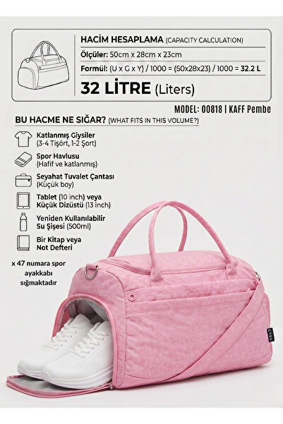 MUCCO Kaff Pink Crinkle Shoe - Αδιάβροχη αθλητική/ταξιδιωτική τσάντα με θήκες...