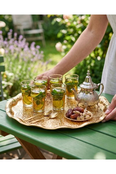 Anatolian Under Tray for Six People - Plain Metal - Yellow