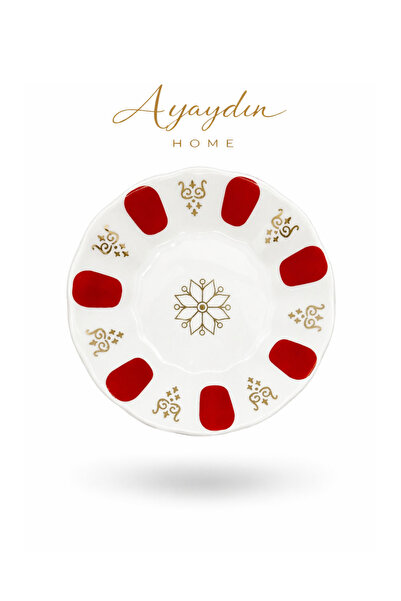 İpek Porselen Kırmızı Çay Tabağı 6’lı – AYAYDIN HOME