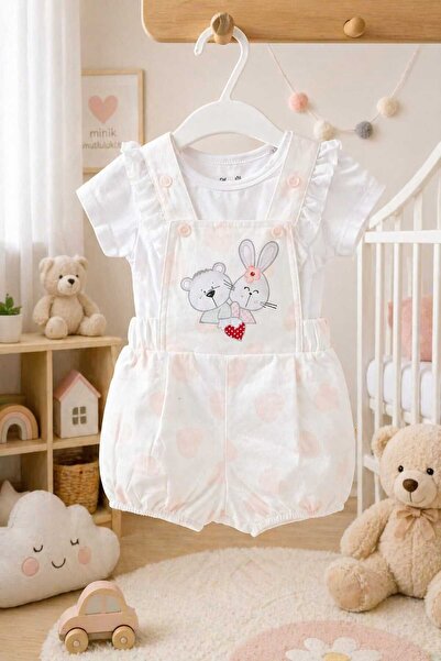 VİTRİNMİXMİNİ 2 PARÇALI SEVİMLİ HAYVANLAR KIZ BEBEK SALOPET KIZ BEBEK TAKIM