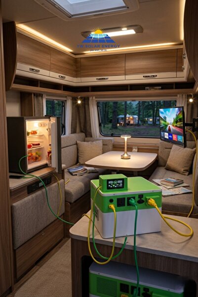 YW Solar WM36320 3600W 3200Wh Powerstation + 100W Flexy Güneş Paneli | Karavan, Kamp İçin LiFePO4 Güç İstasyo
