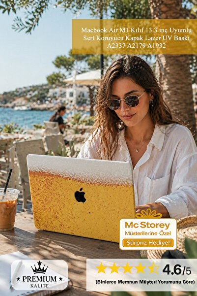Mcstorey Macbook Air M1 Kılıf 13.3 inç Uyumlu Sert Koruyucu Kapak Lazer UV Ba...