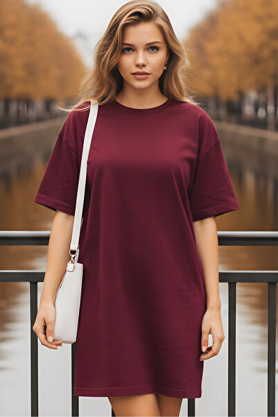 HOFFNUNG Γυναικείο κοντομάνικο μπλουζάκι με λαιμόκοψη Φόρεμα νυχτικό