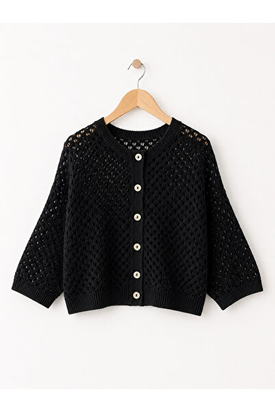 Retrobird Lou Retro δαντελωτή πλέξη Κοντή Ζακέτα Γυναικεία Μαύρη