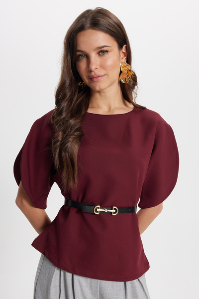 Tudors Γυναικεία μπλούζα σε στενή εφαρμογή με λεπτομέρεια στα μανίκια, λεπτή ...