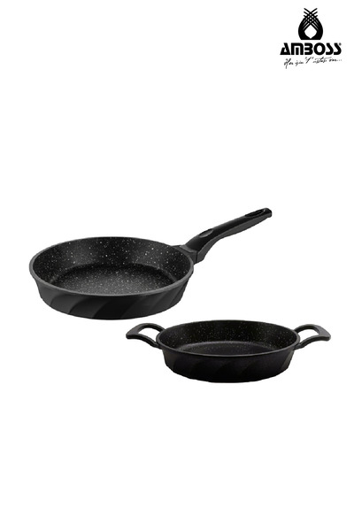 Amboss Kuvars 2 Parça Döküm 22 cm Tava 18 cm Sahan Seti