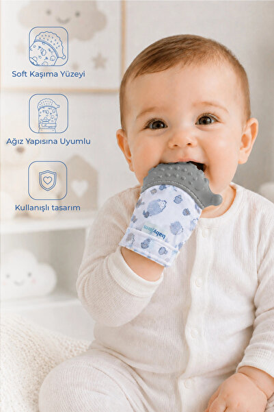 Babyjem Manusa bebelusi pentru dentitie Scratch Gloves, Gri