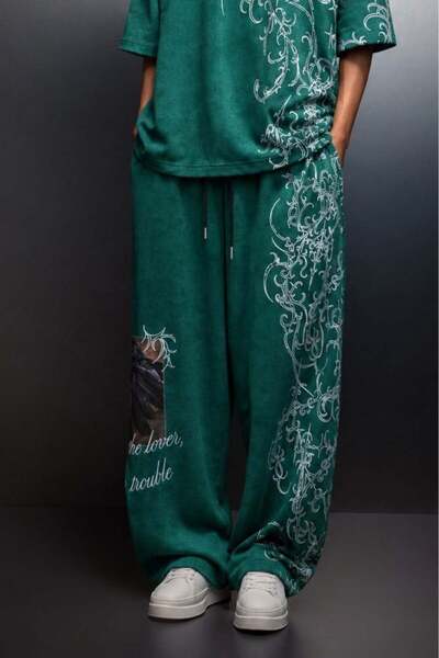 Slatra Pantaloni de trening largi pentru bărbați, cu efect de spălare, model ...