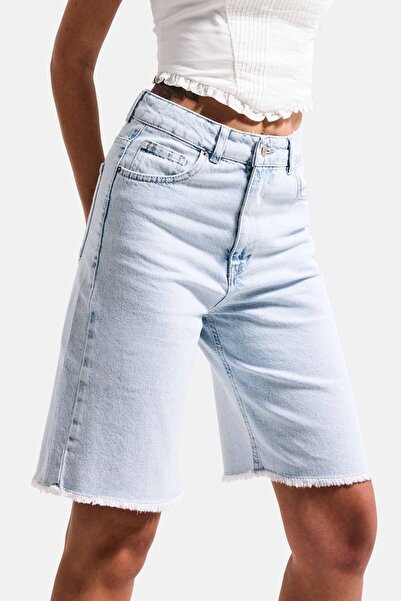 it's basic Γυναικείο τζιν τζιν χιονιού μίντι μήκους ψηλόμεσο σορτς