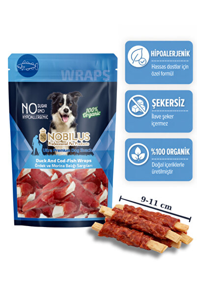 NOBİLUS Köpek Ödül Maması Ördek ve Morina Balığı Sargılı 80 Gr
