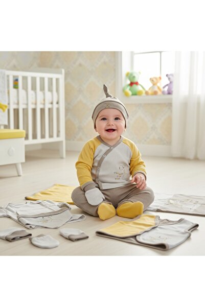 MİLAYS LİFE HOME COLLECTİON مجموعة ملابس عضوية للأطفال الذكور من 0-3 أشهر، ال...