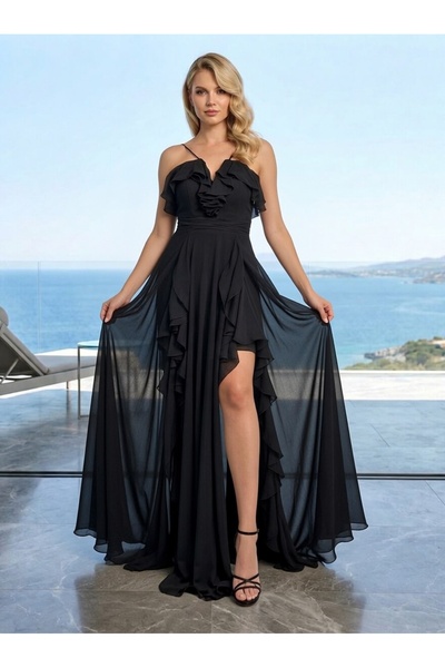 FaBe Fashion İP ASKILI ÖN VE ETEKLERİ VALON DETAYLI ÇİFT YITMAÇLI SIRTI BAĞCI...