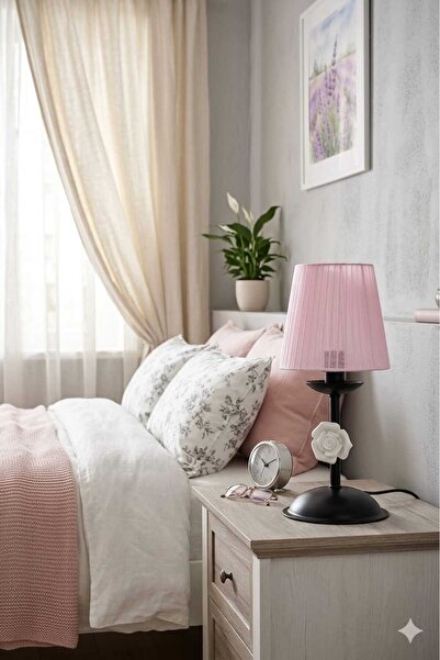 VK HOME AYDINLATMA VALENTİNA ABAJUR SİYAH (PEMBE ŞAPKALI)