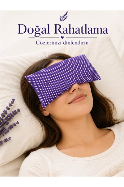 Lavande Lavanta Çiftliği Lavender Filled Eye Pillow 100% Pure Cotton Washable Cover (Polka Dot)