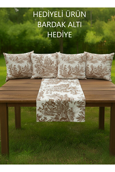 shopshop Καφέ Αγγλικό Γαλλικό Σετ Ρουστίκ Διακοσμητικό Σετ με 4 Καλύμματα Μαξ...