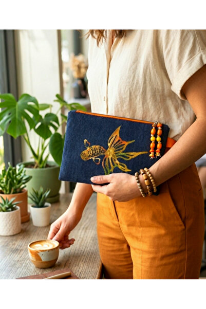 MilaLila Tahta Baskı Clutch
