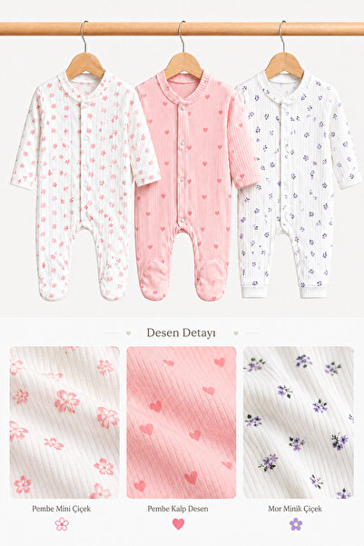 MYZİ STORE Βρεφικό κοριτσίστικο σετ φόρμας με λουλουδάτο σχέδιο 3 τεμαχίων, 2...