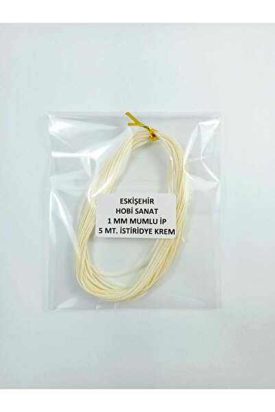 Eskişehir hobi sanat 1 mm 5 Meters Oyster Cream Color Waxed Cord Horsehair Le...