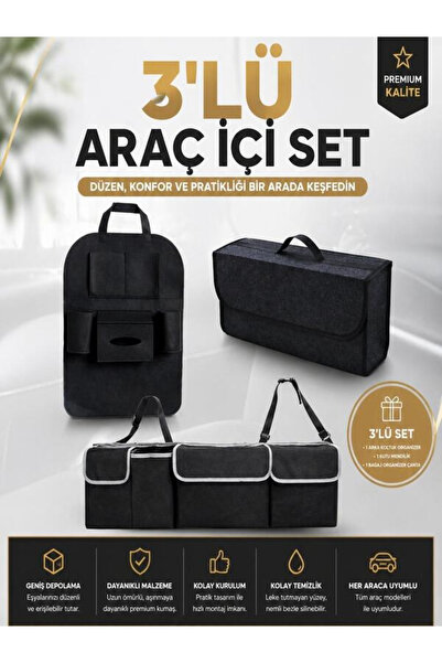 Ankaflex 3 Lü Set Bagaj Organizeri Araç Içi Eşya Düzenleyici Keçe Çanta