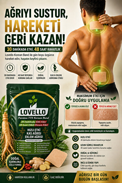 LOVELLO Kinesio Korea Ginseng Bandı Isıtıcı Kas ve Eklem Rahatlatıcı Bant Spo...