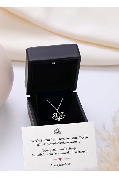 LOTUS JW Işıklı Kutulu Gümüş Lotus Çiçeği Kolye | 925 Ayar Gümüş Kolye