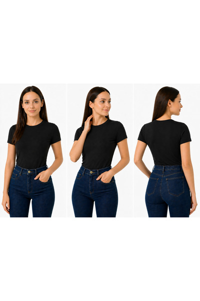 ingegno Μπλουζάκι με λαιμόκοψη μισό μανίκι βισκόζης μαύρο χρώμα