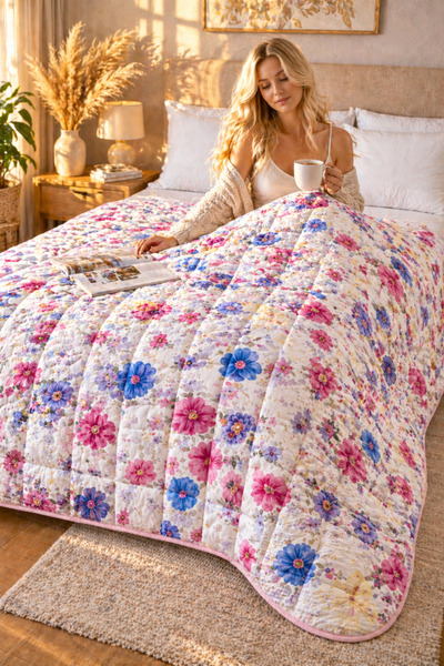 sternen glanz Καπιτονέ Βαμβακερό Κάλυμμα Κρεβατιού Πολλαπλών Χρήσεων Laila / ...