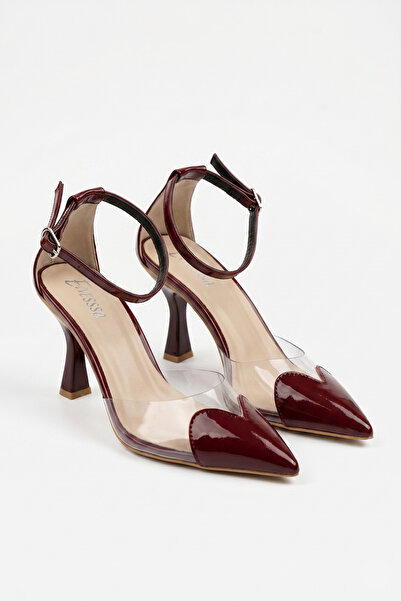 Burgundy Spring Heart Comfortable Fit 7cm High Heel Shoes